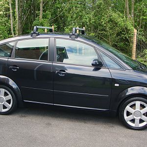 Black A2 with Audi roof bars