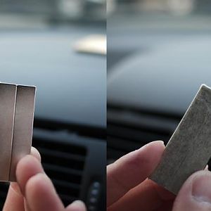 left, plain plated finish. Right, double sided tape